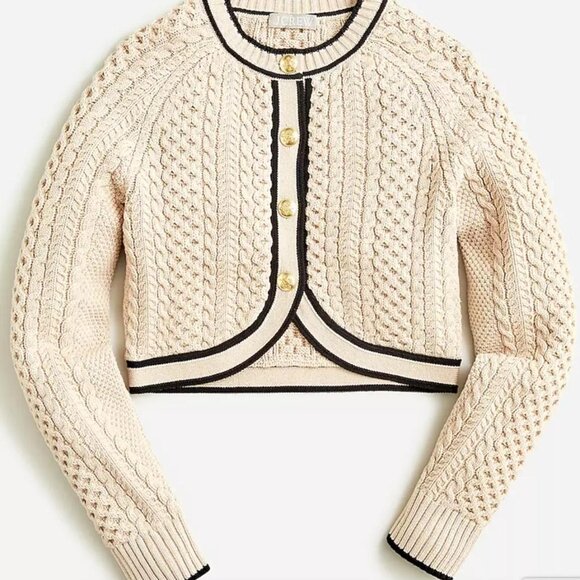 J. Crew Cropped Cable-Knit Sweater Lady Jacket Size XS - Picture 1 of 5